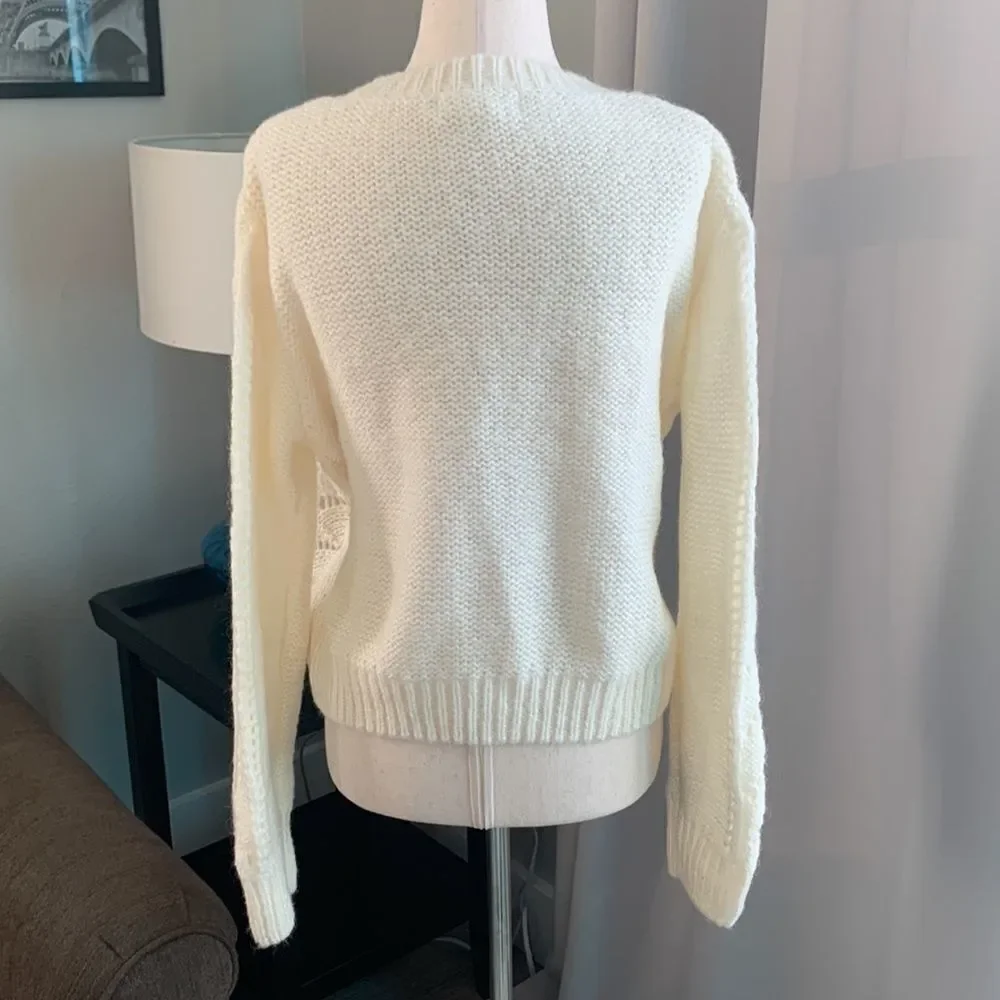 L.O.G.G. Open knit crew neck mohair sweater sz med Like New